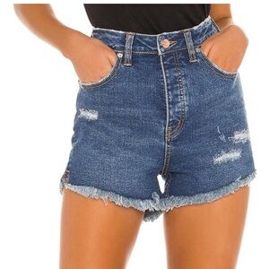 We The Free x Free People CRVY Vintage Distressed High-Rise Shorts